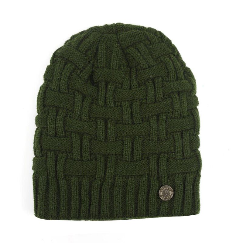 Celtic Weave Green Basket Beanie